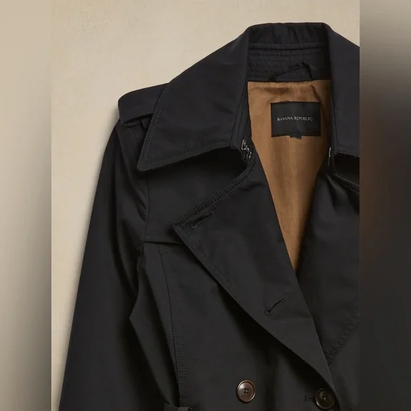 Banana Republic Essential Black Trench Coat XS - Picture 6 of 7